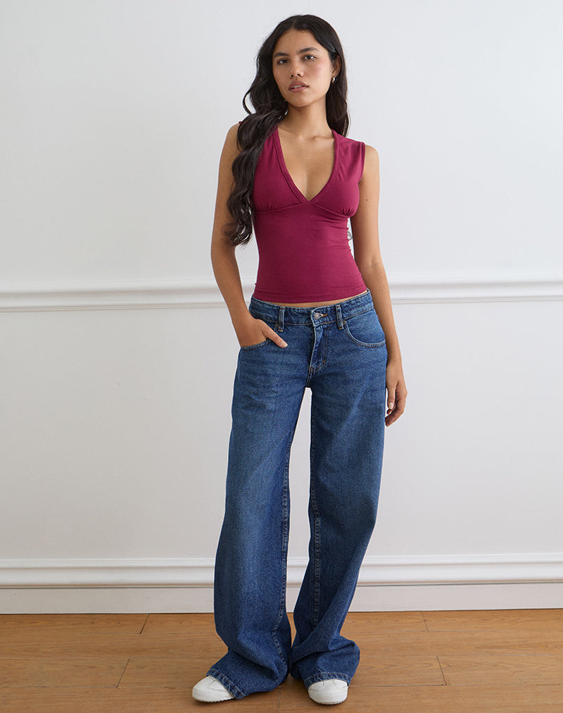 Top con escote pronunciado Emberly en color burdeos