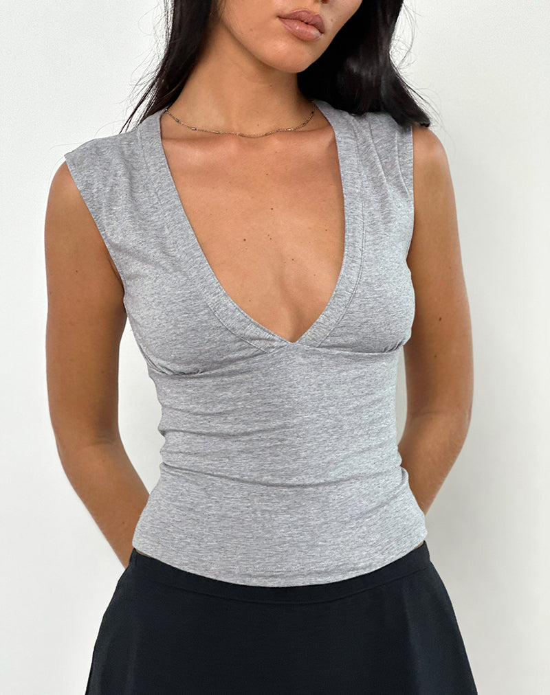 Emberly Plunge Top en marga gris
