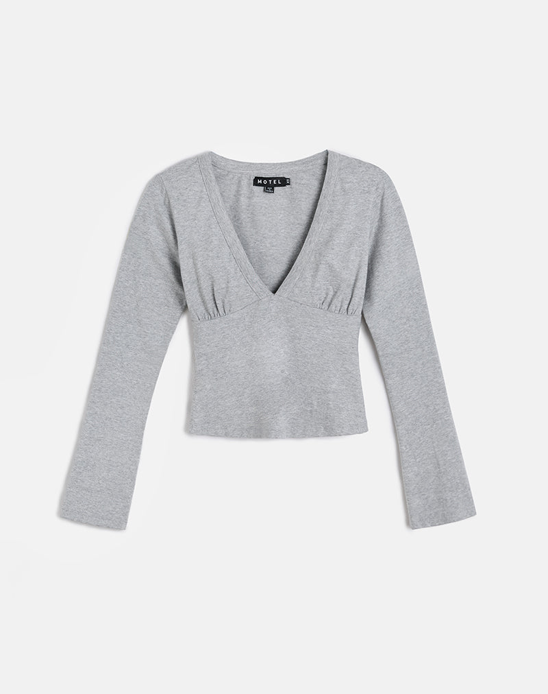 Top de manga larga Emesy en marga gris