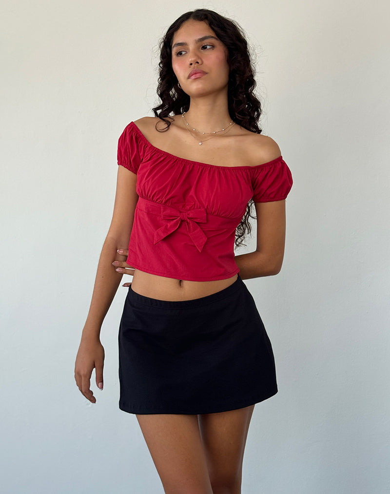 Top Endah Bardot de popelina Adrenaline Rojo
