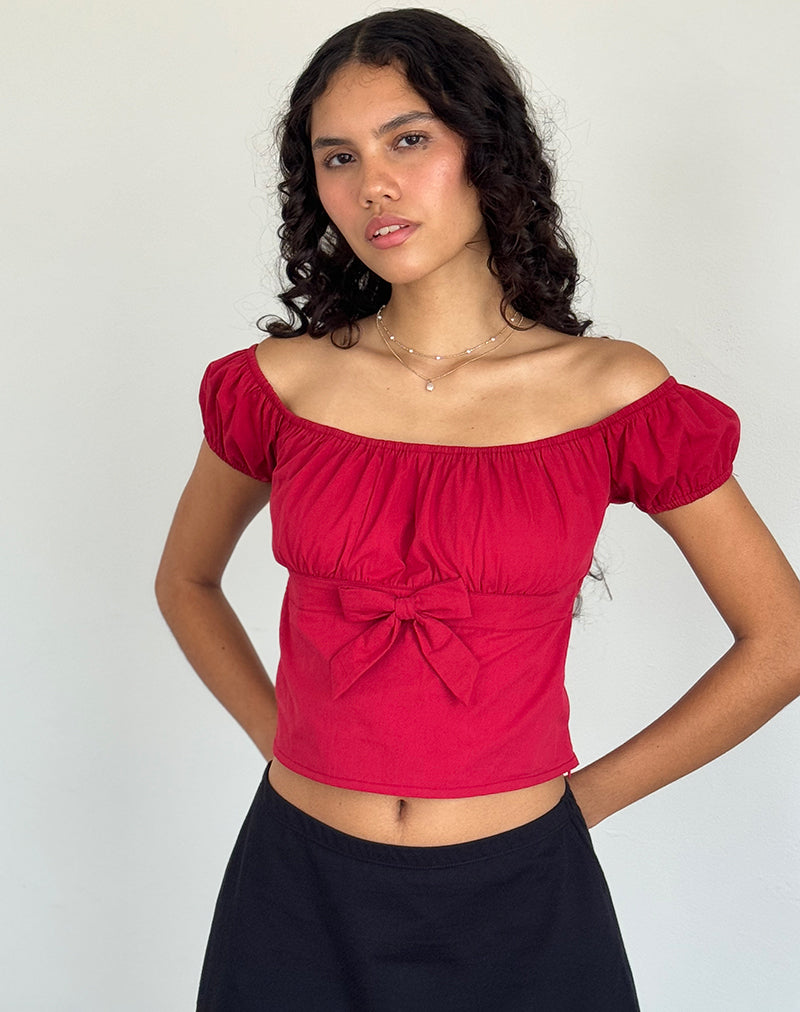 Imagen de Endah Bardot Top en popelina Adrenaline Rojo