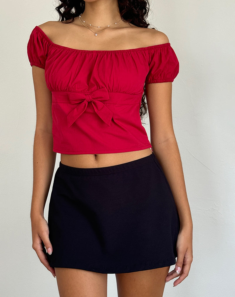 Top Endah Bardot de popelina Adrenaline Rojo