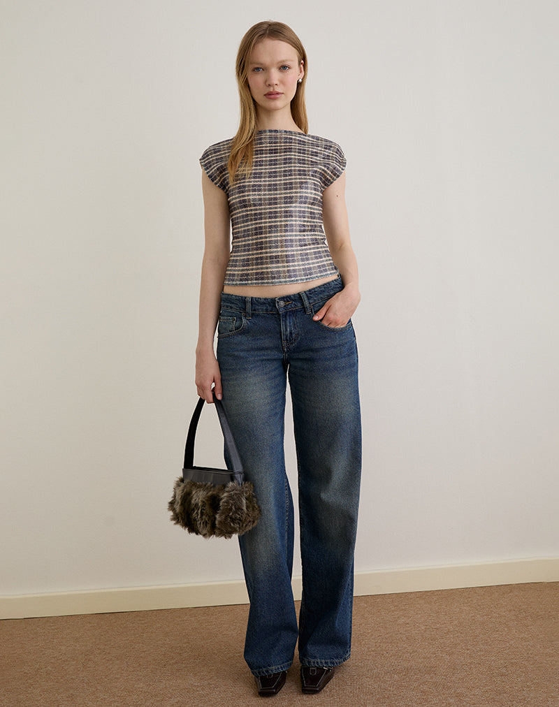 Imagen de Erica Top en Lentejuelas Vintage Check Marrón