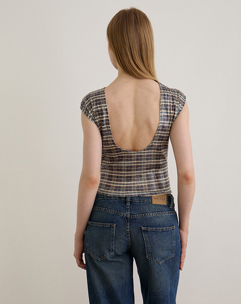 Imagen de Erica Top en Lentejuelas Vintage Check Marrón