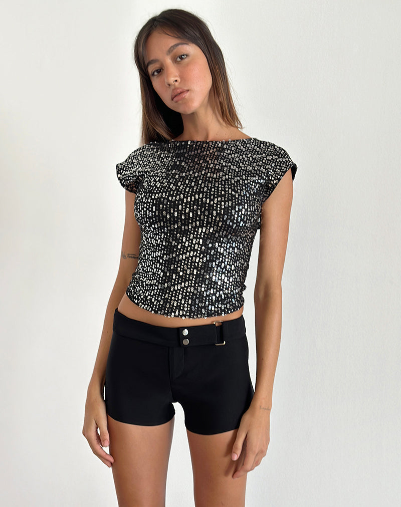 Imagen de Erica Top sin espalda de lentejuelas negro gasa