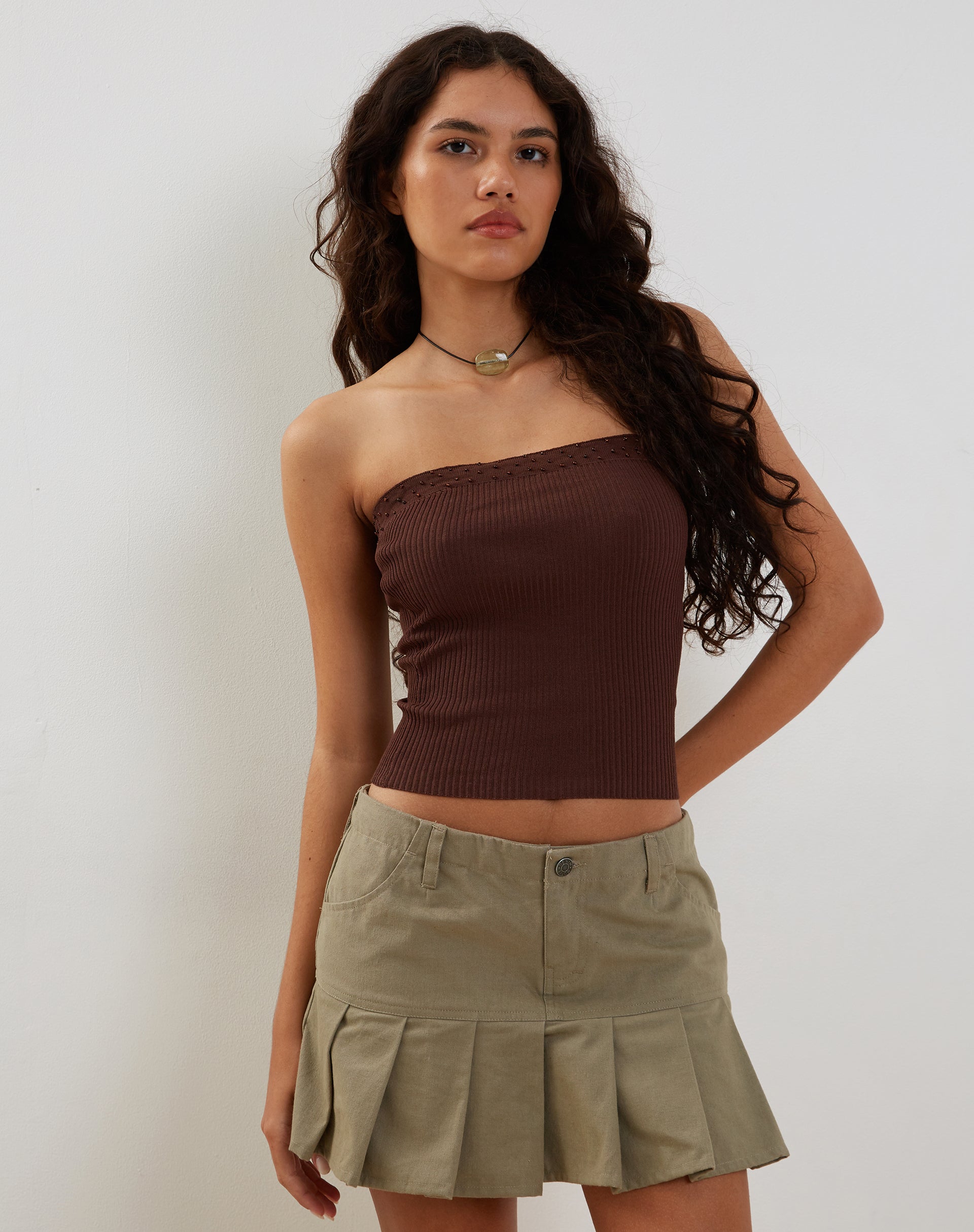 Imagen de Erin Tube Top de punto Chocolate amargo