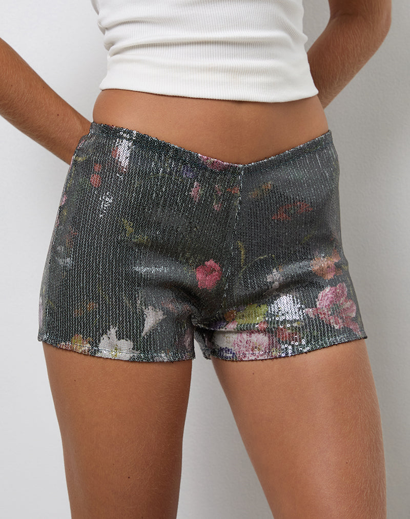 Micro Shorts Erna en Lentejuelas Flor Vintage
