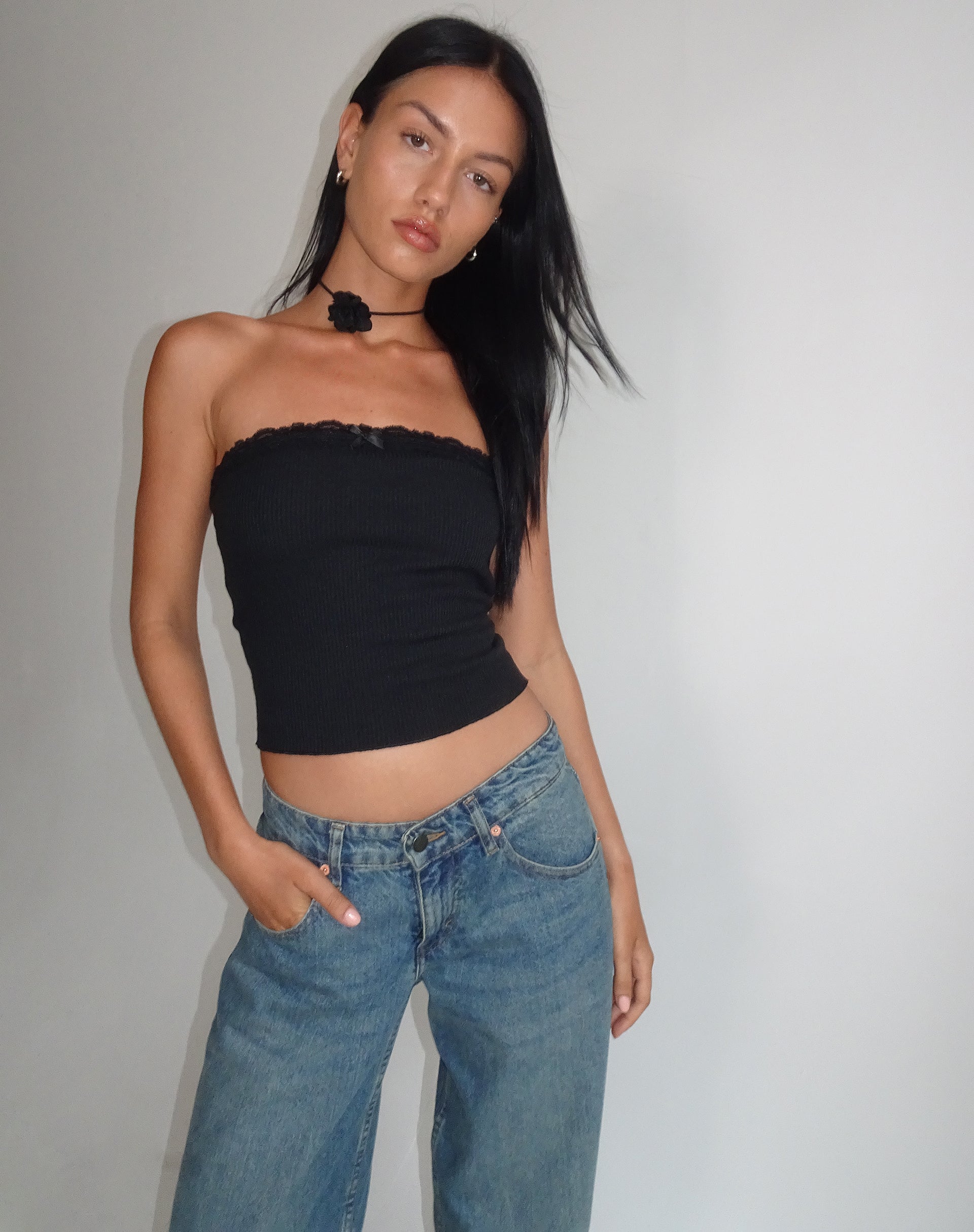 Imagen de Ernie Bandeau Rib Top Negro