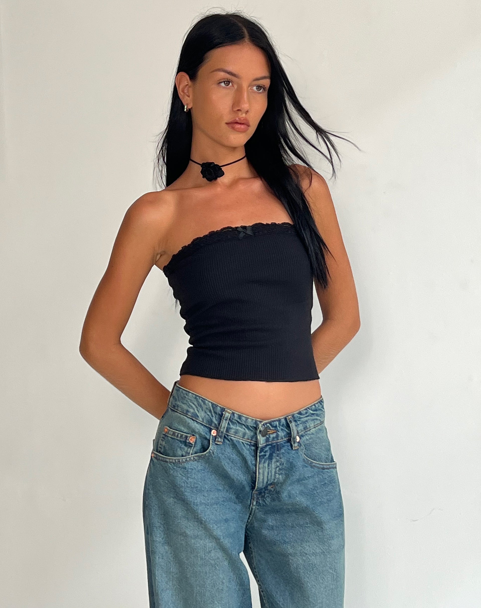 Imagen de Ernie Bandeau Rib Top Negro