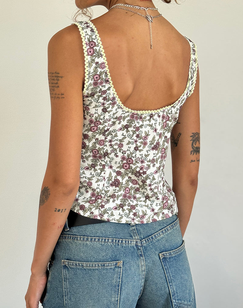 Imagen de Esau Tie Front Top en Vintage Bloom Marfil