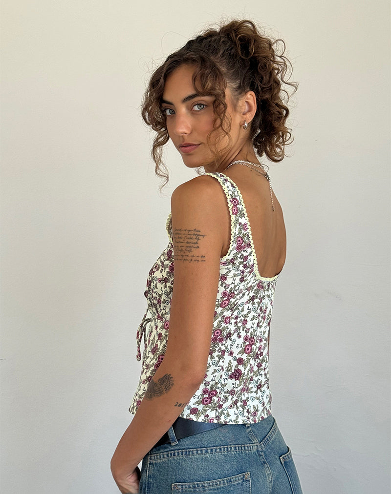 Imagen de Esau Tie Front Top en Vintage Bloom Marfil