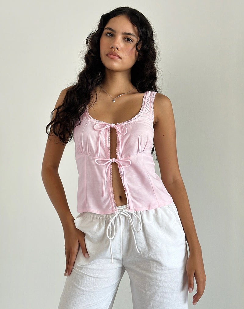 Imagen de Esau Tie Front Top in Light Pink Private Slub