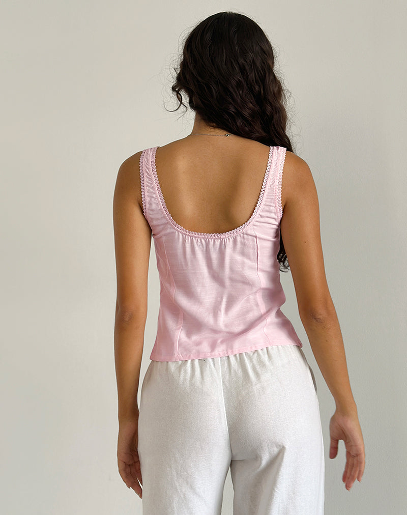 Imagen de Esau Tie Front Top in Light Pink Private Slub