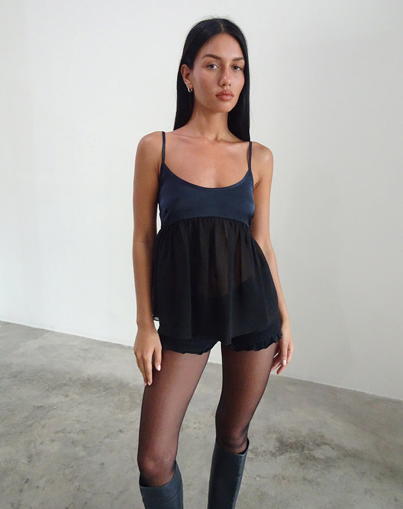 Esila Top de gasa satinada Negro
