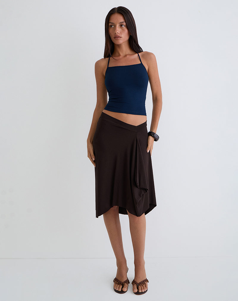 Imagen de Esmeray Falda Midi Marrón Chocolate