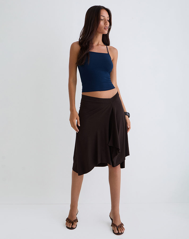 Imagen de Esmeray Falda Midi Marrón Chocolate