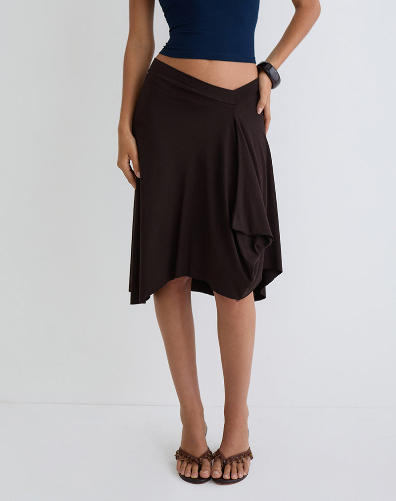 Imagen de Esmeray Falda Midi Marrón Chocolate
