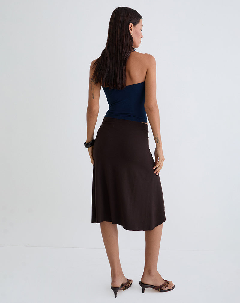 Imagen de Esmeray Falda Midi Marrón Chocolate