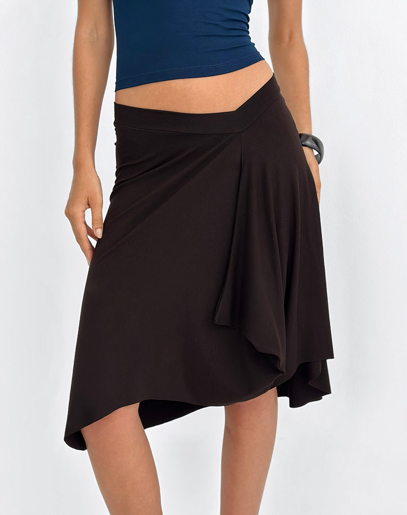 Imagen de Esmeray Falda Midi Marrón Chocolate