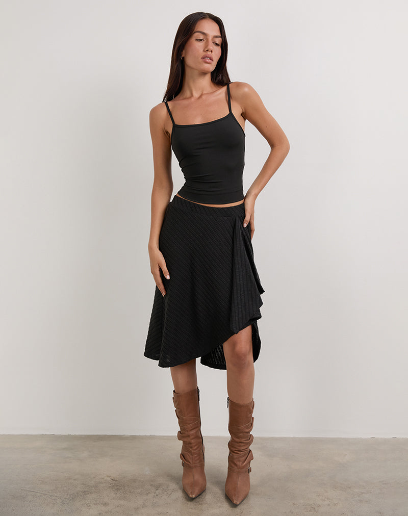 Imagen Esmeray Falda Midi de Punto Diagonal Transparente Negra