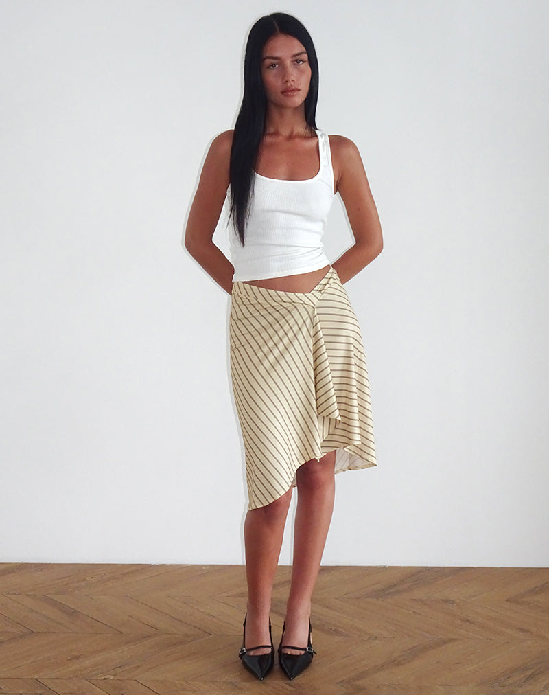 Imagen de Esmeray Falda midi a rayas diagonales amarilla