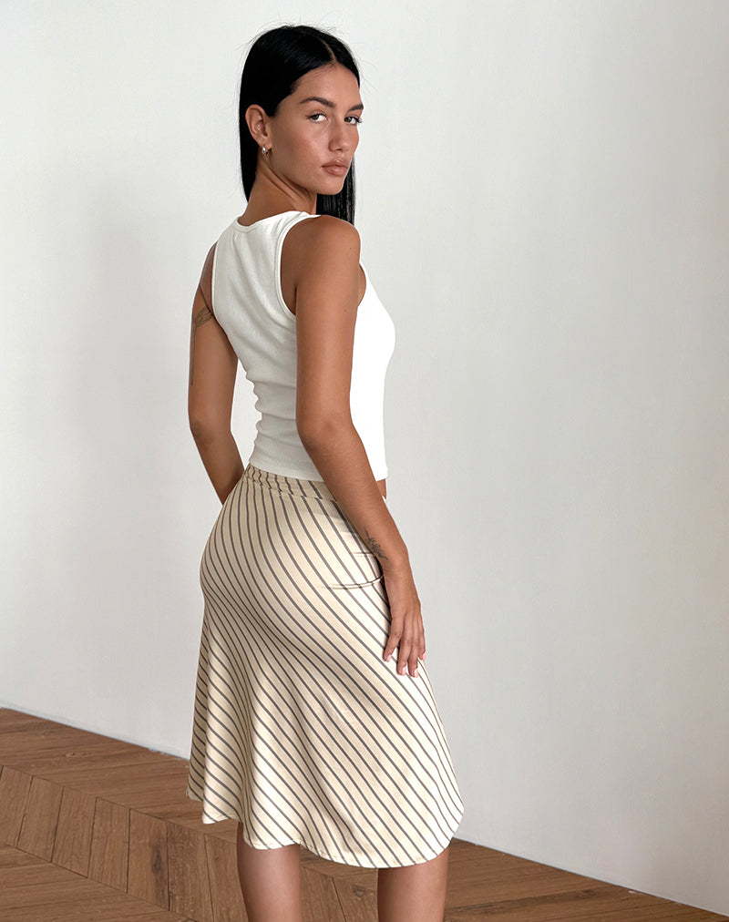 Imagen de Esmeray Falda midi a rayas diagonales amarilla