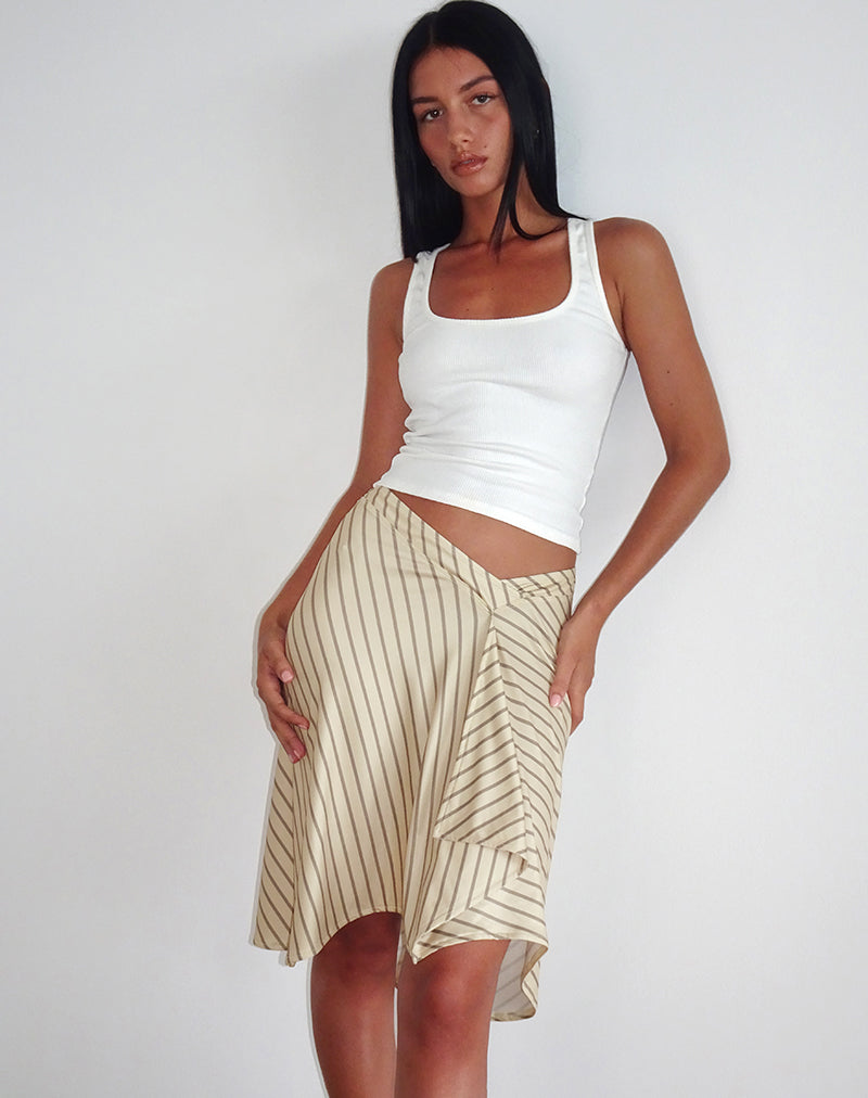 Falda Esmeray Midi de rayas diagonales amarillas