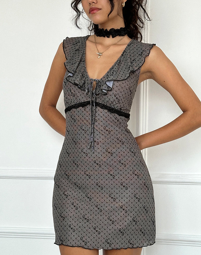 Imagen de minivestido de malla Esther con estampado de la reina del corazón