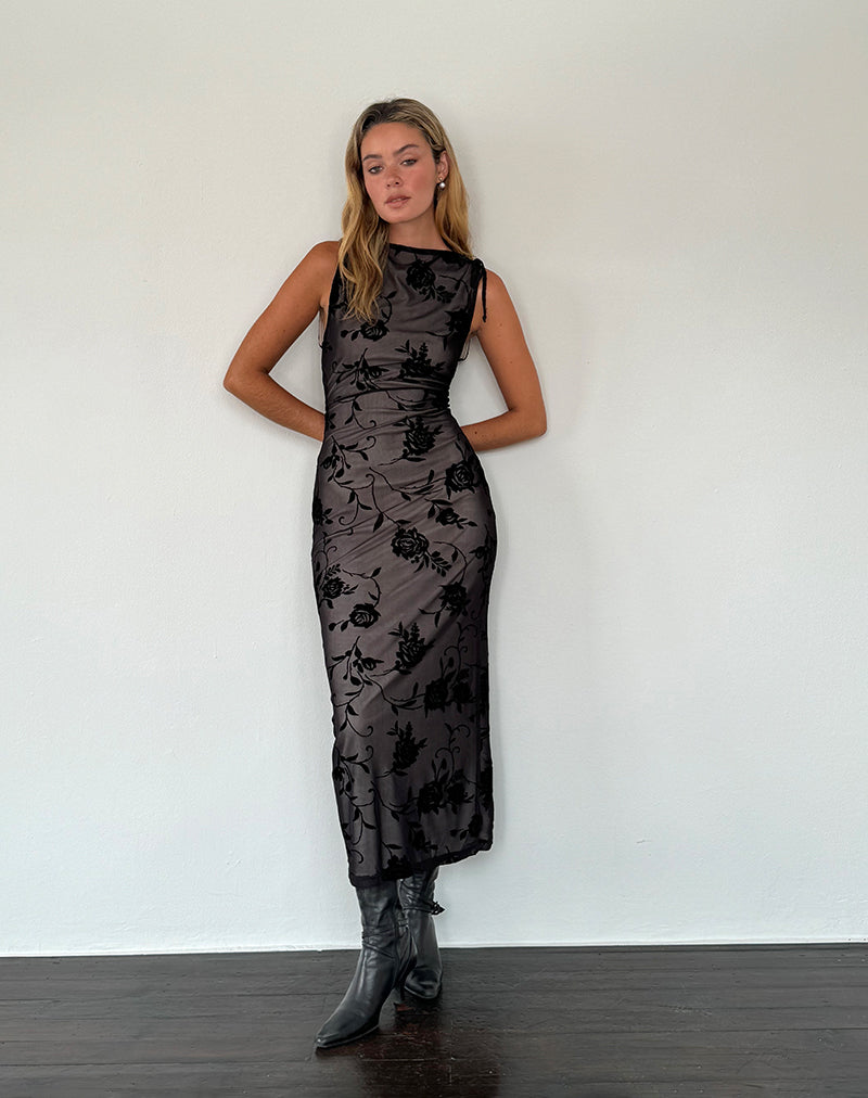Imagen de Estoria Midi Dress Black Rose Flock
