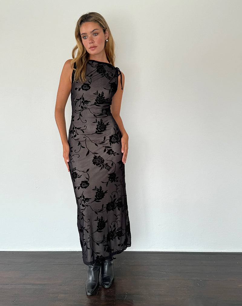 Imagen de Estoria Midi Dress Black Rose Flock