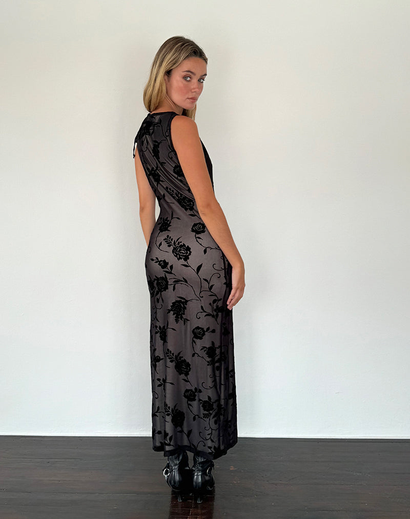 Imagen de Estoria Midi Dress Black Rose Flock