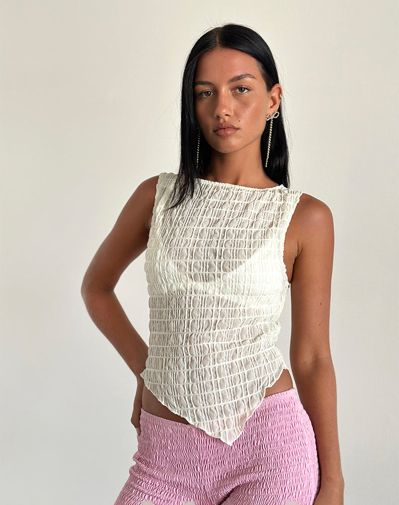 Imagen de Etta Textured Mesh Top in Butter Yellow