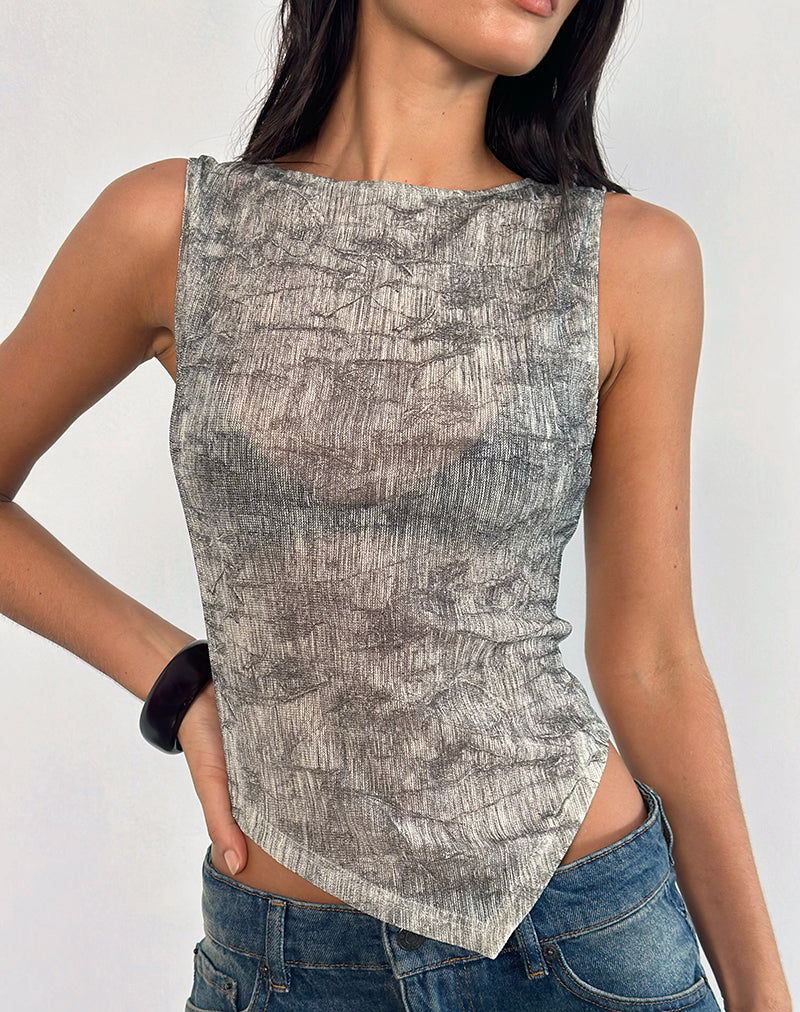 Chaleco Etta en malla transparente gris