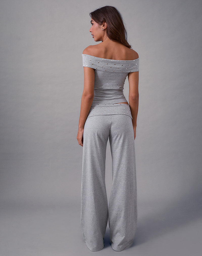 Imagen de Nevivi Foldover Trouser in Studded Grey Marl