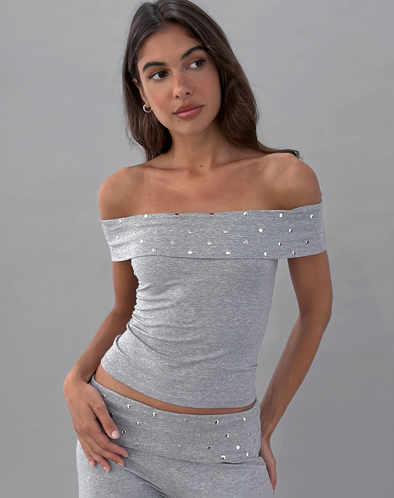 Top Eulala Bardot en Marga Gris Tachonado