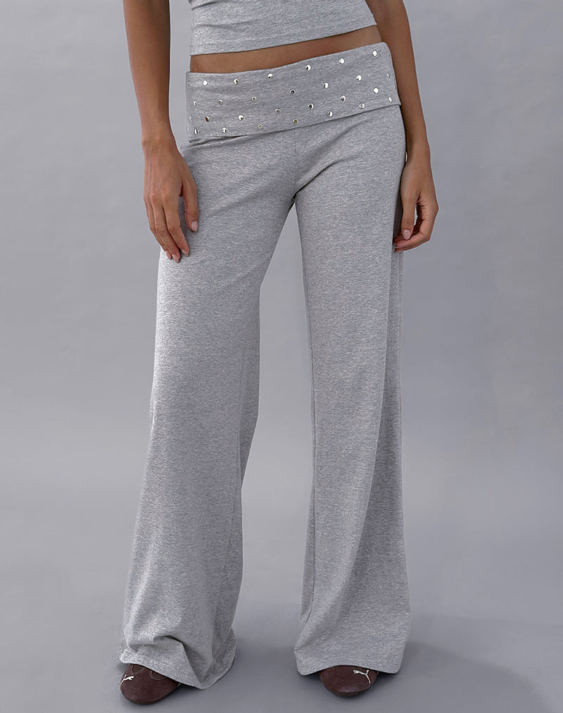 Imagen de Nevivi Foldover Trouser in Studded Grey Marl