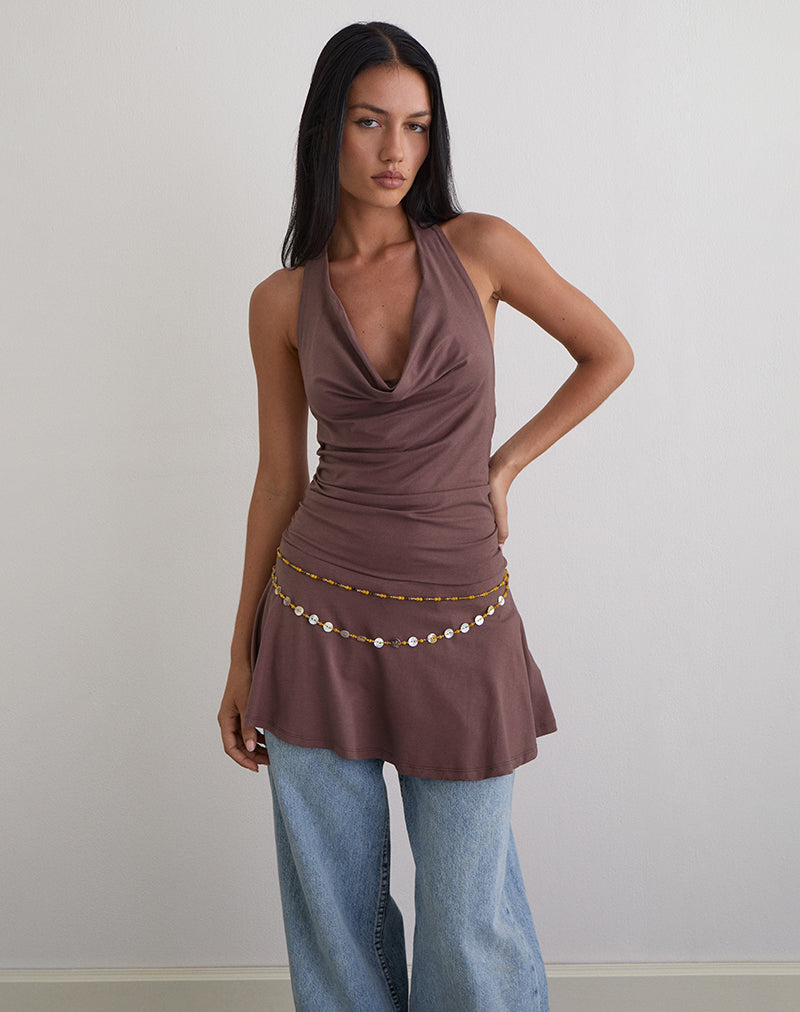 Imagen de Eutalia Vestido Halter Cuello Vaca en Topo Profundo