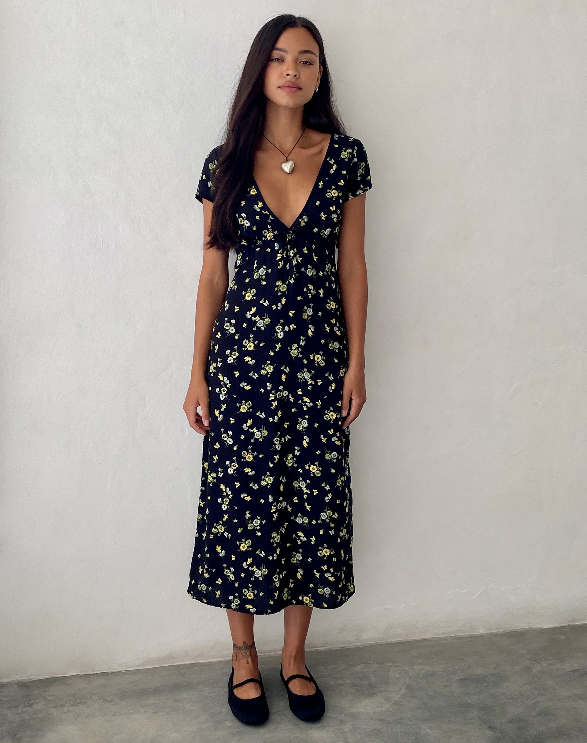 imagen de Eviaso Midi Dress in Lemon and Lime Black