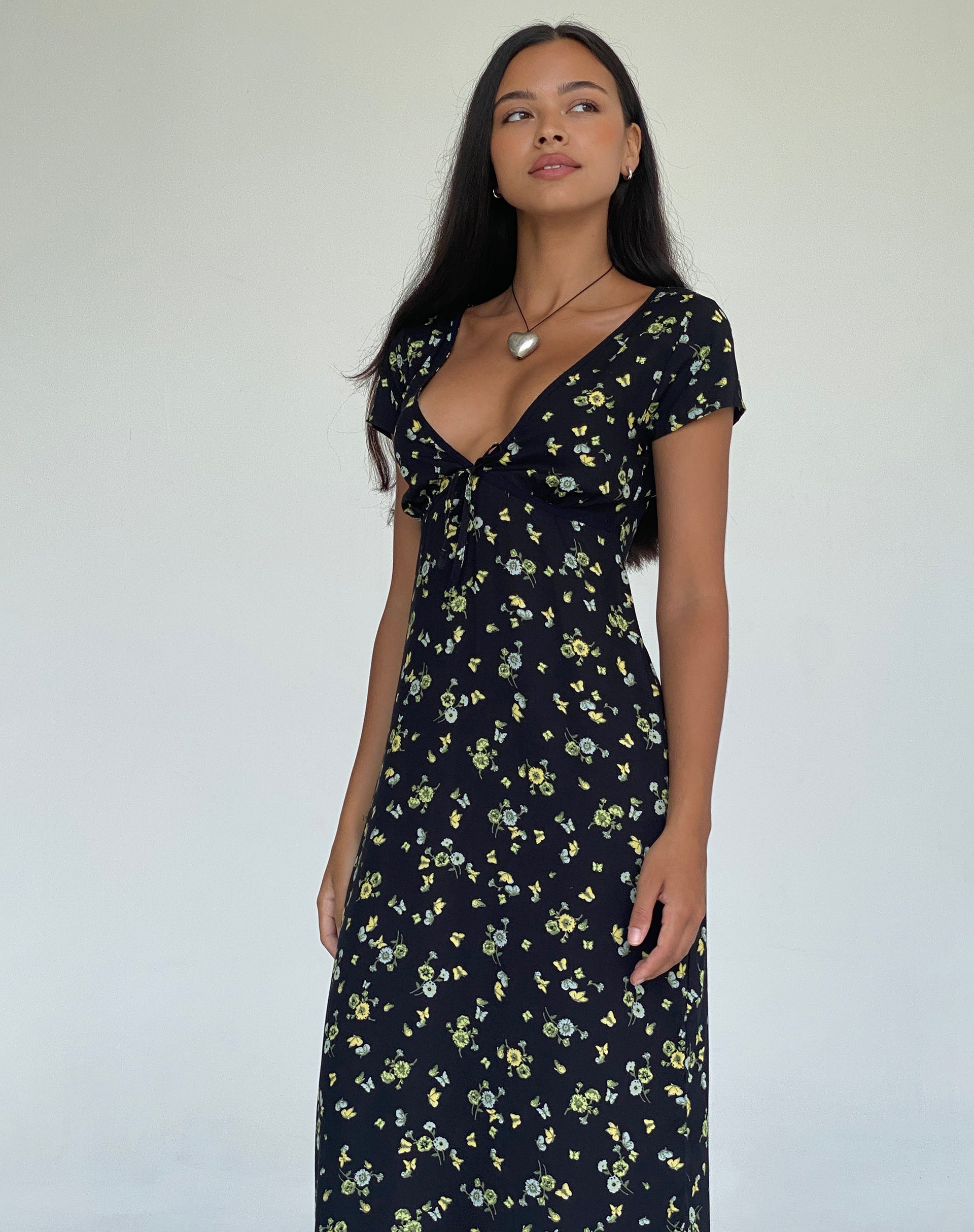 imagen de Eviaso Midi Dress in Lemon and Lime Black
