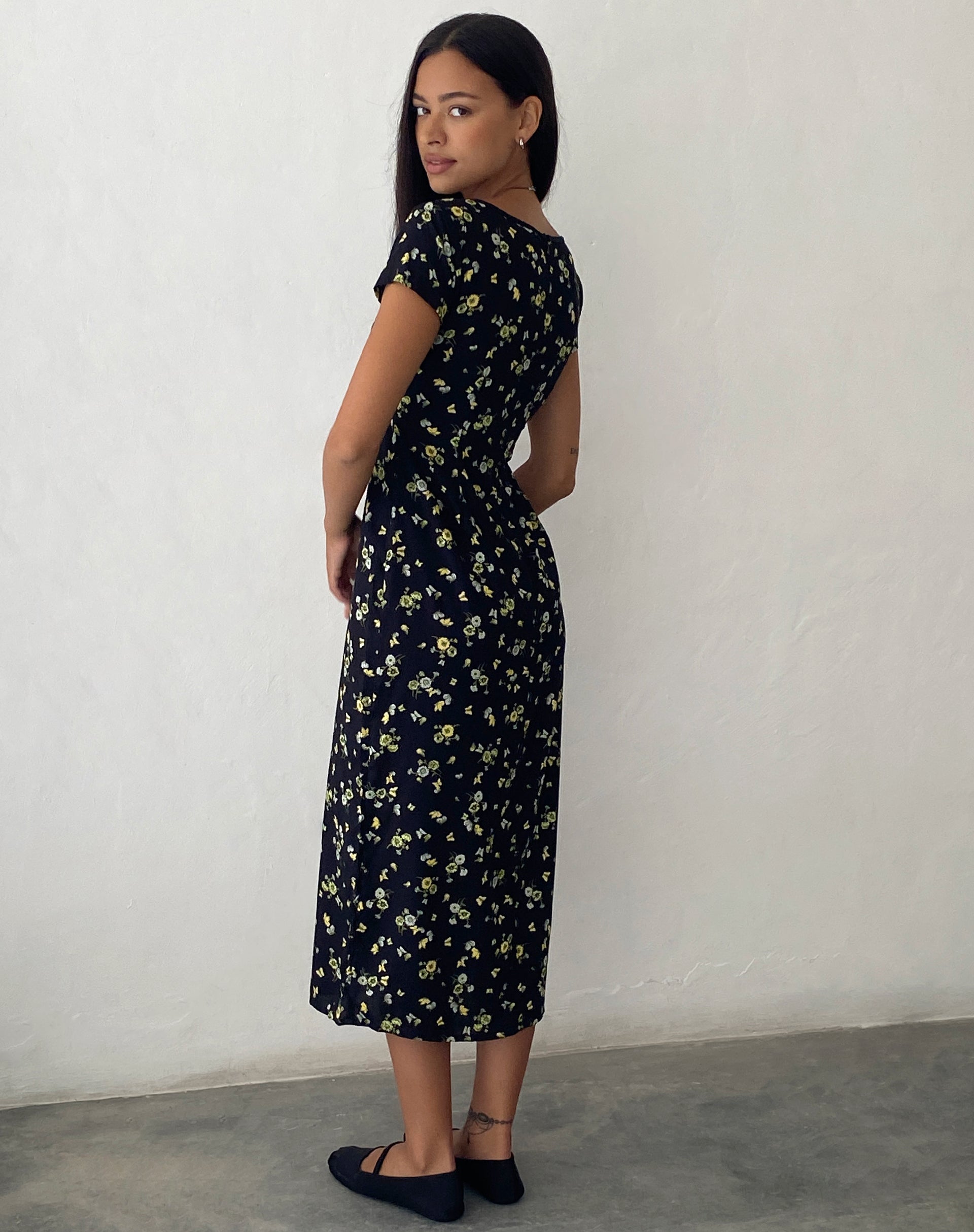 imagen de Eviaso Midi Dress in Lemon and Lime Black
