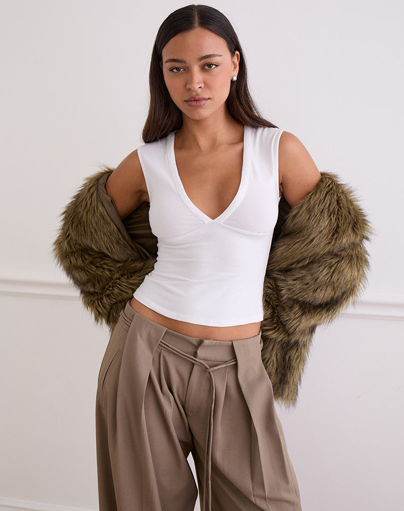 Emberly Plunge Top Blanco