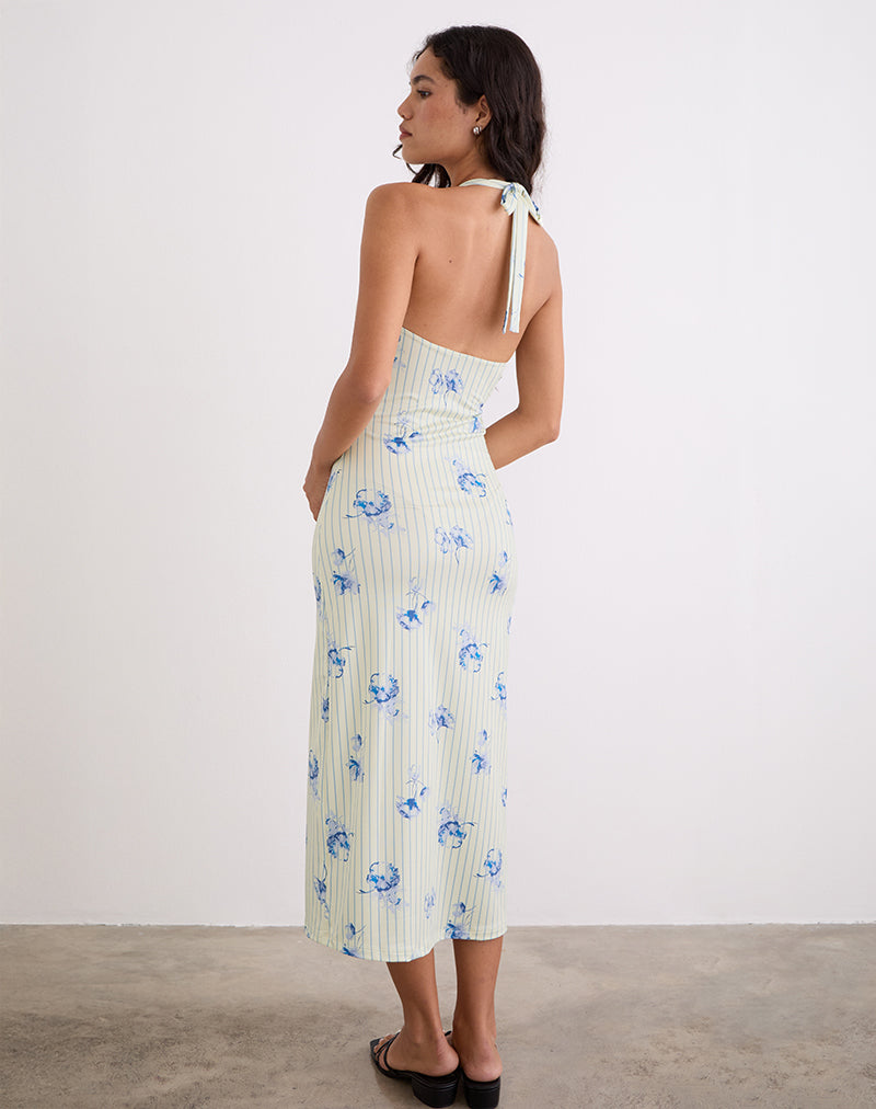 Imagen del vestido Fadwa Midi de rayas florales Crema