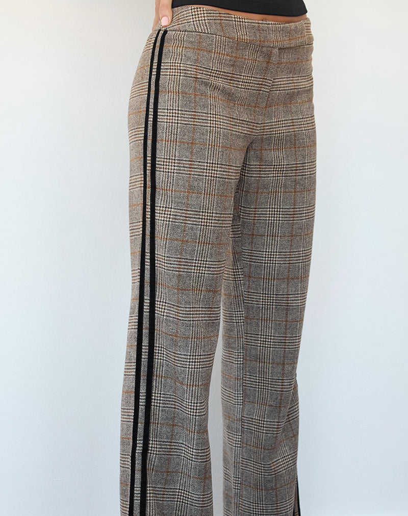 Imagen de Fatina Pantalones de cuadros marrones con raya lateral