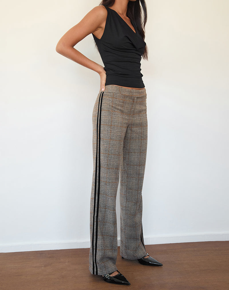 Pantalón Fatina de cuadros marrones con raya lateral