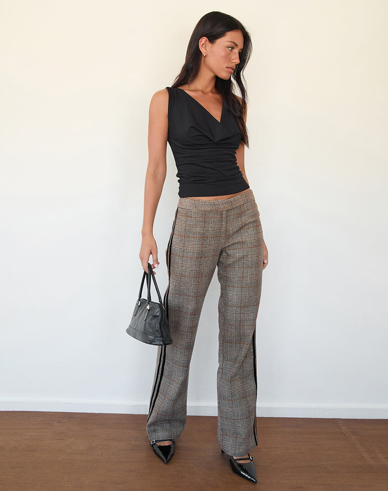 Pantalón Fatina de cuadros marrones con raya lateral