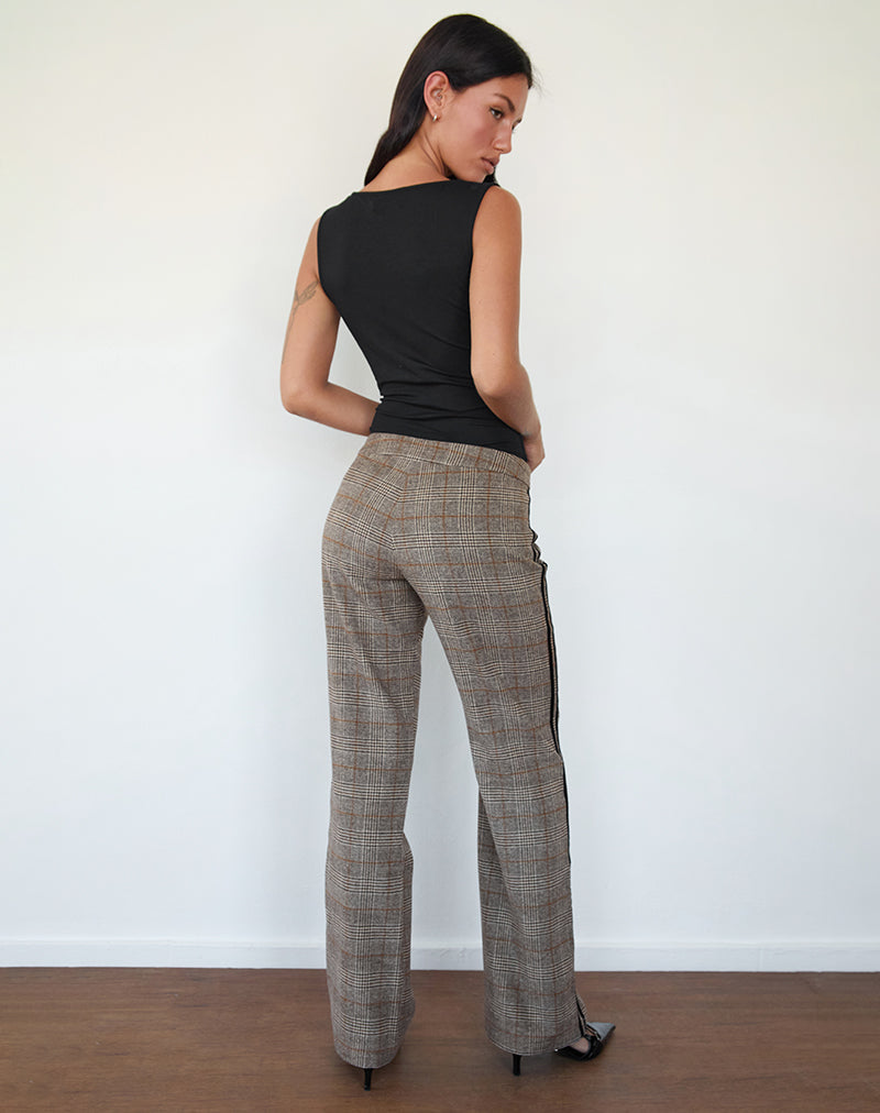 Imagen de Fatina Pantalones de cuadros marrones con raya lateral
