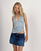 Imagen de Fayez Slinky Top en rayas diagonales Azul claro