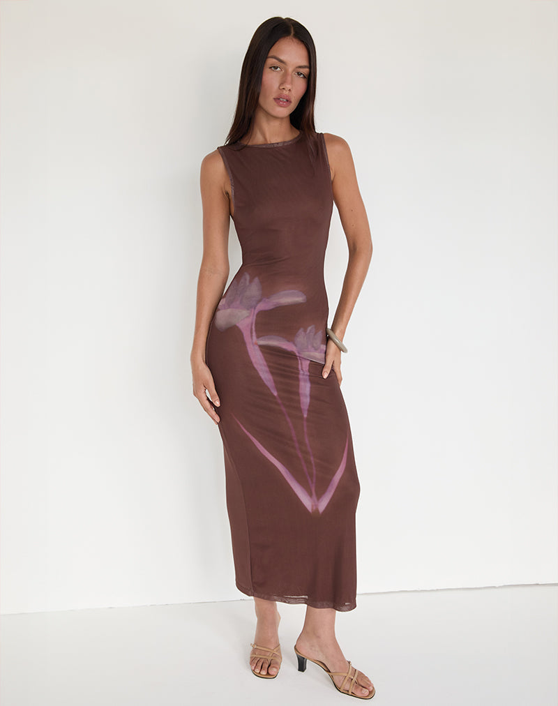 Imagen de Fayola Maxi Dress in Blurred Floral Print Marrón