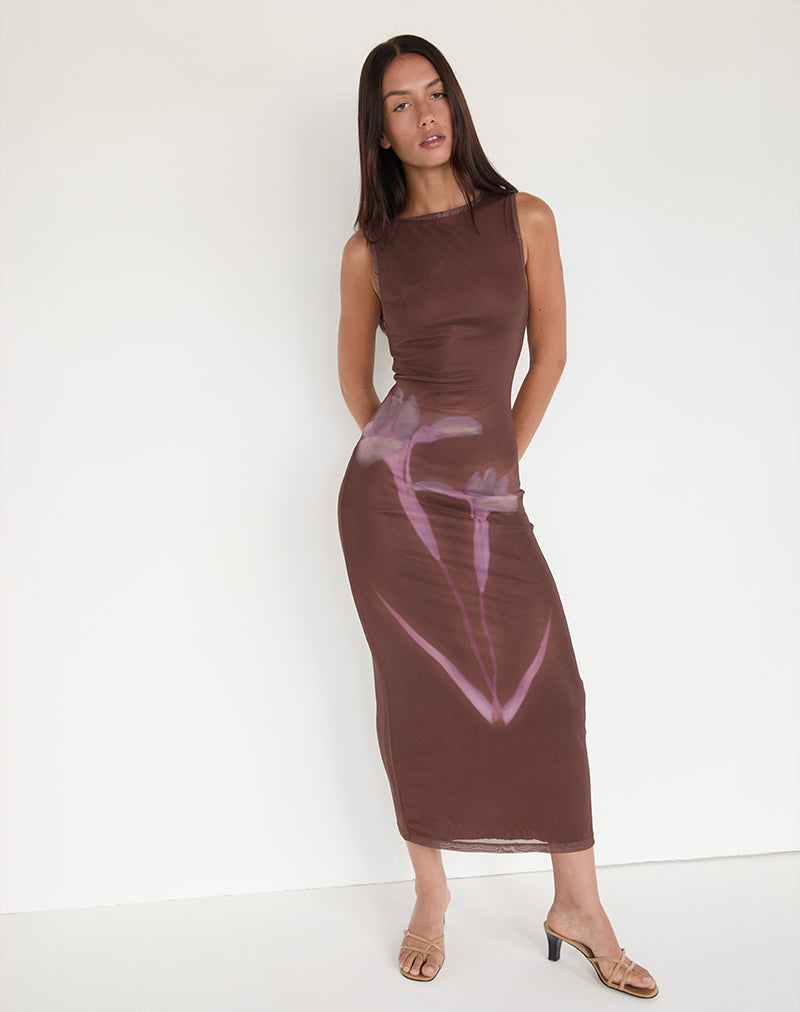Imagen de Fayola Maxi Dress in Blurred Floral Print Marrón