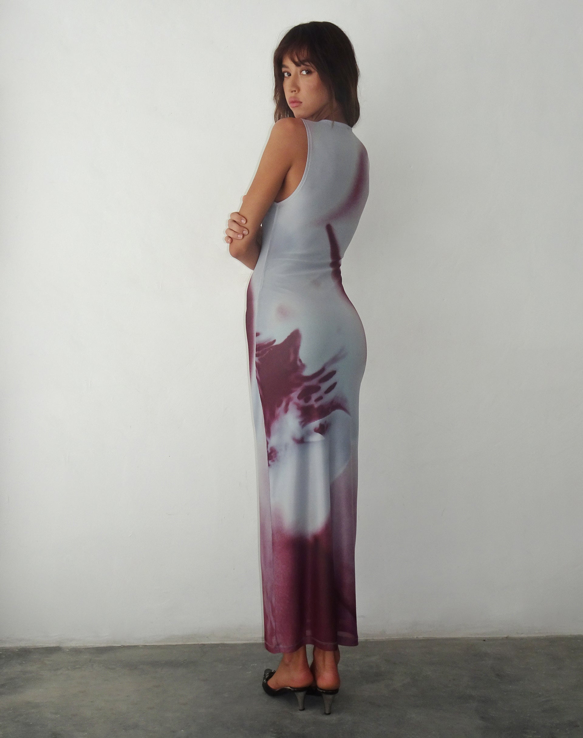 imagen de Fayola Printed Maxi Dress in Grey Anatomía de la Naturaleza